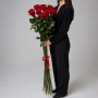 9 длинных красных роз 130 см